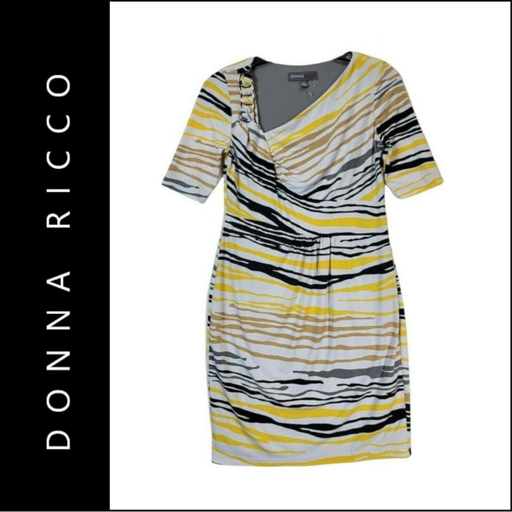 Donna Ricco Short Sleeve Colorful Zebra Stripe Sheath Dress Nwt